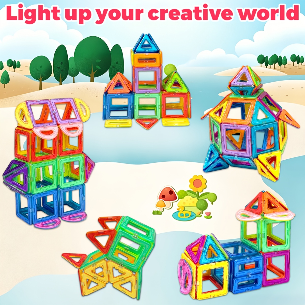 67pcs Colorful Clear Magnet Building Tiles, Gift for Kids